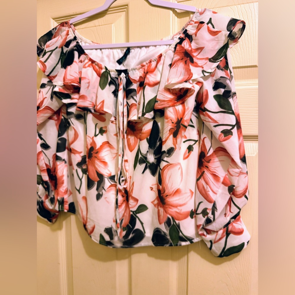 CALS Polyester flowered multi colored off shoulder top
